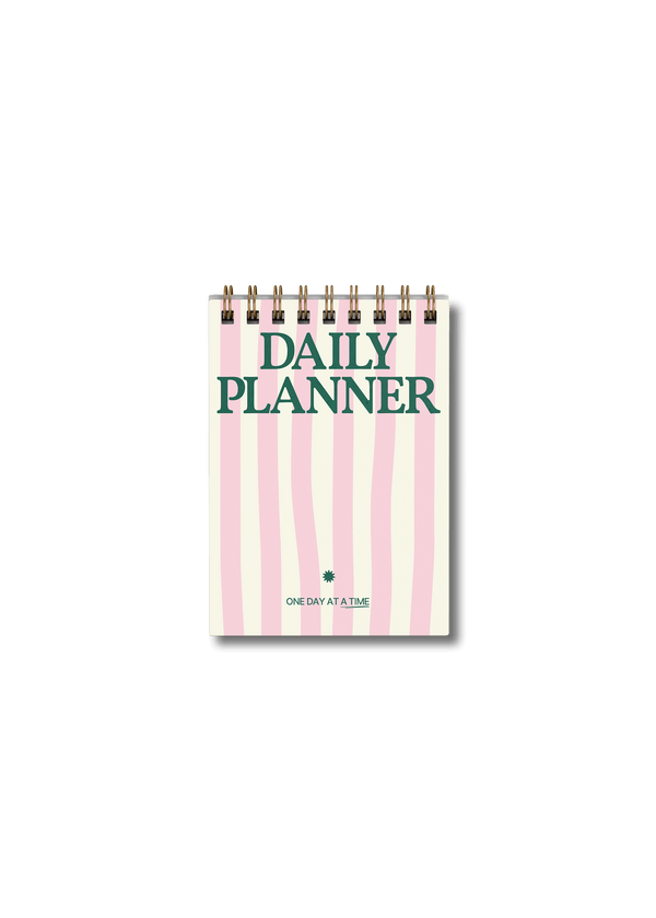 Wirebound Pocket A6 Daily Planner Pad - Pink Stripes