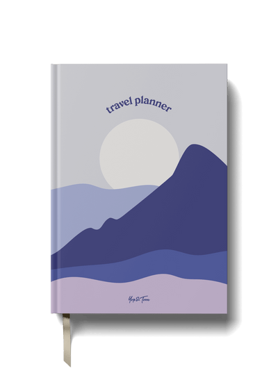 Travel planner with a mountain design and serene colors, perfect for organizing your adventures.