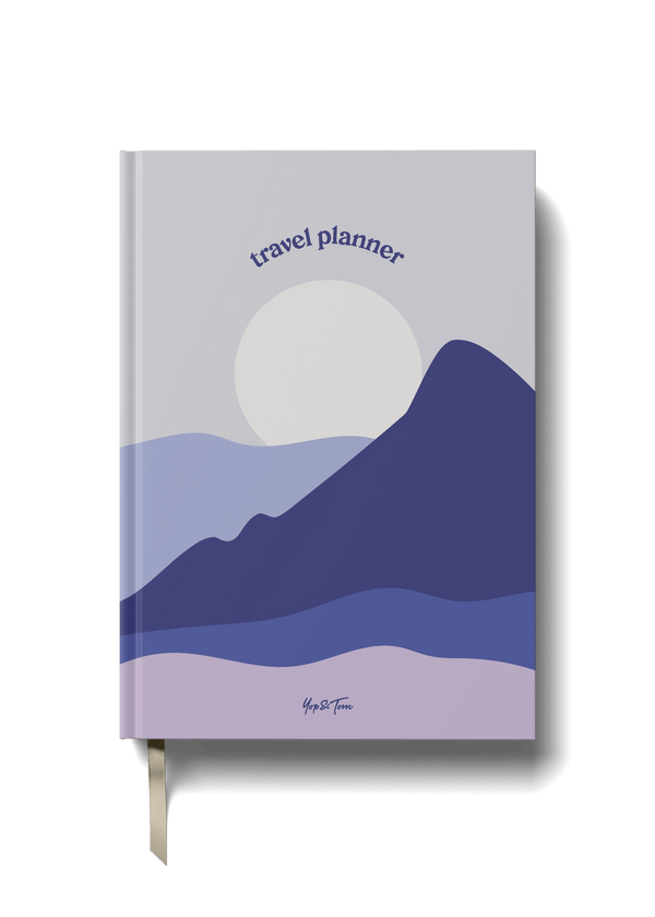 Travel planner with a mountain design and serene colors, perfect for organizing your adventures.