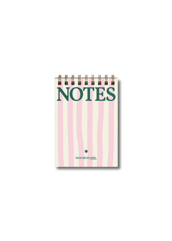 Wirebound Pocket A6 Notepad - Pink Stripes