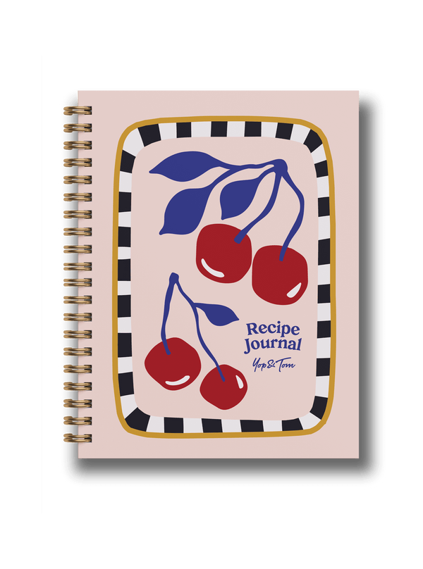 Recipe Journal featuring a cherry motif with vibrant colors, perfect for cooking enthusiasts.