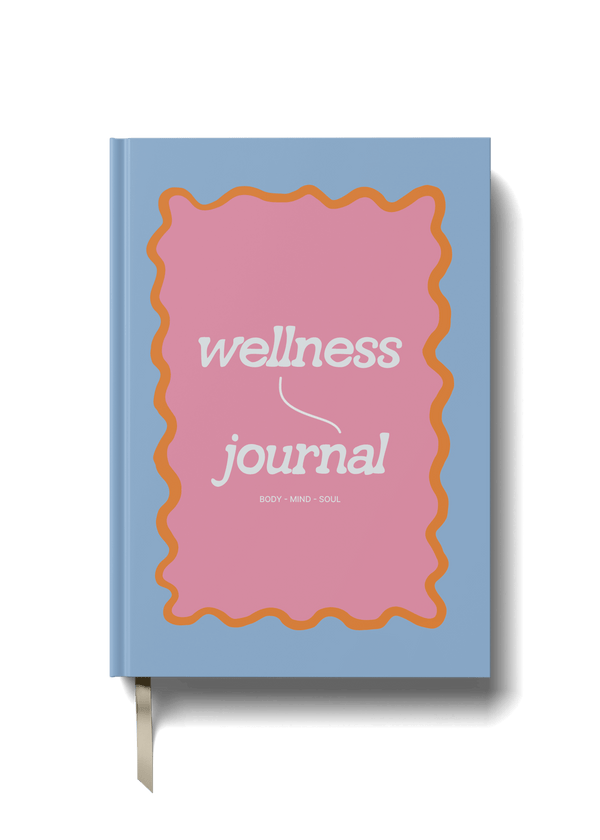 Wellness Journal cover with a modern design and soft color palette, promoting calm and creativity.