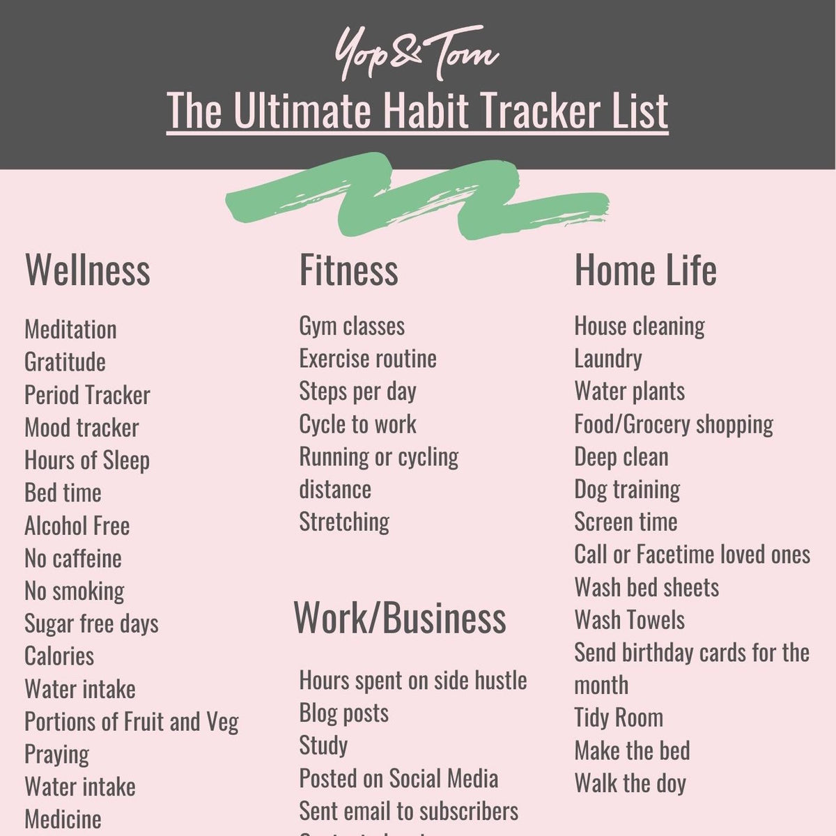 60+ Printable Habit Tracker Ideas for your Bullet Journal - Yop & Tom