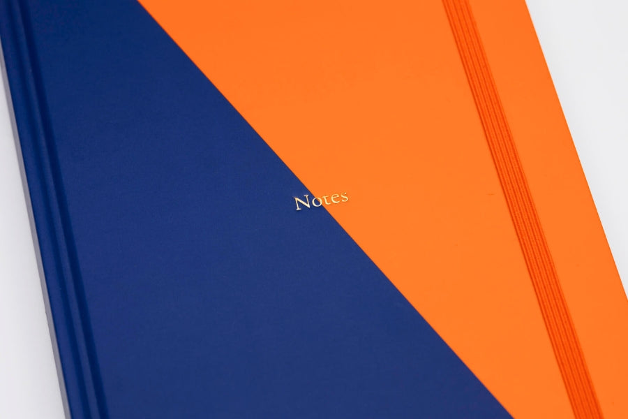 Carnet A5 ligné contrasté bleu marine et orange
