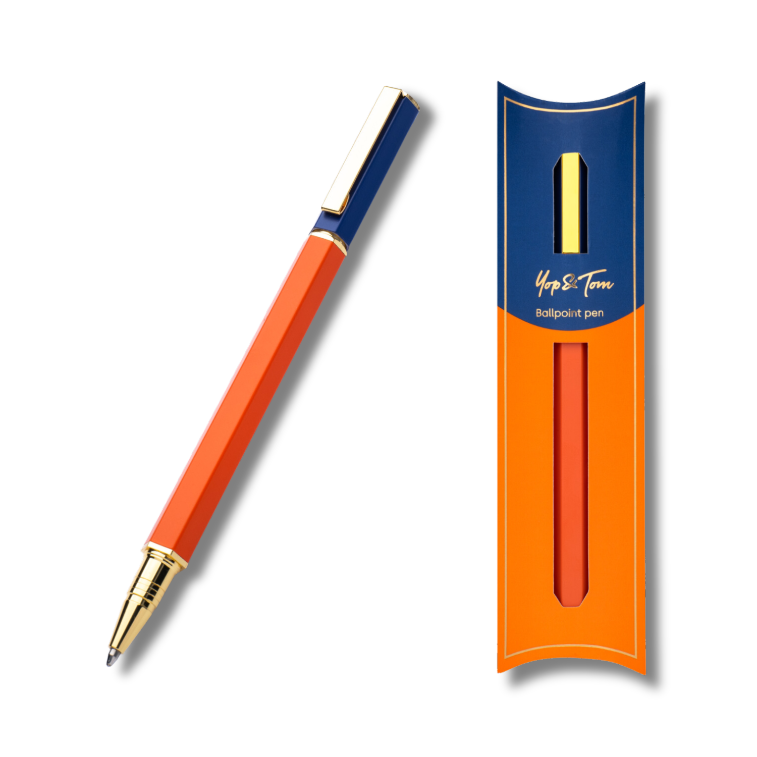 Contrast Ballpoint Pen - Navy & Orange