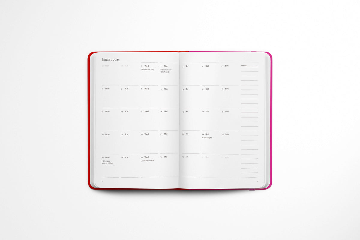 Contrast Red &amp; Pink A5 2025 Diary - Week To View