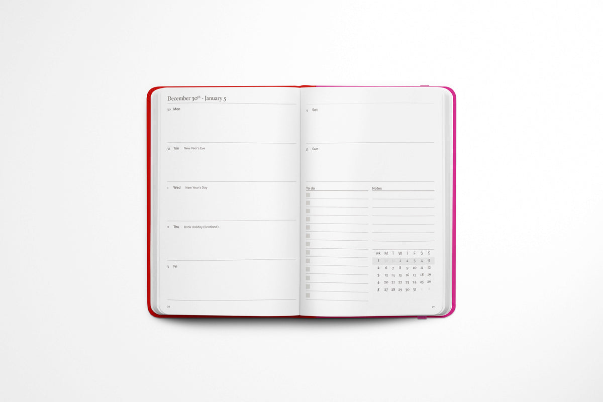 Contrast Red &amp; Pink A5 2025 Diary - Week To View