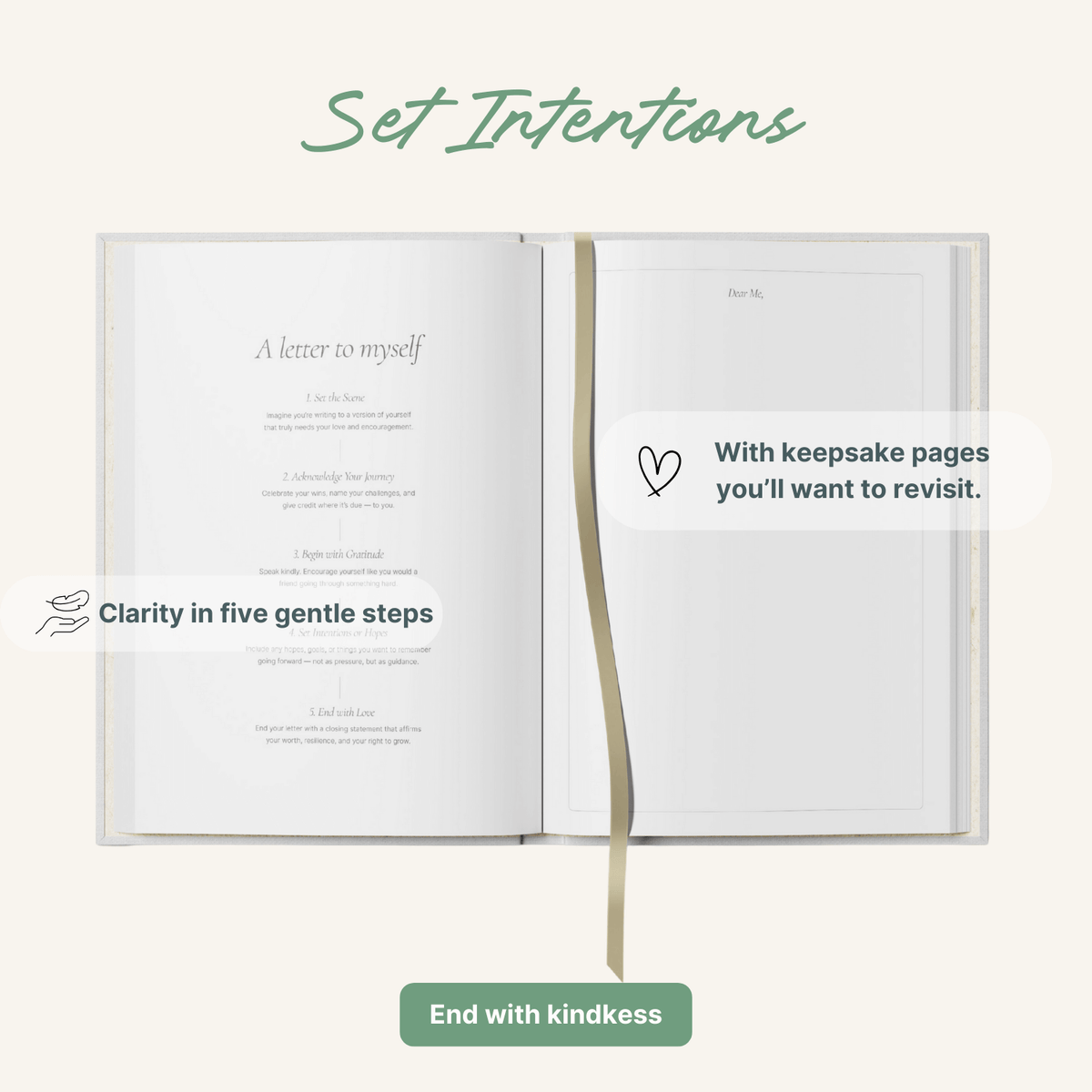 Open pages of a Wellness Journal showcasing prompts for self-reflection and intention setting.