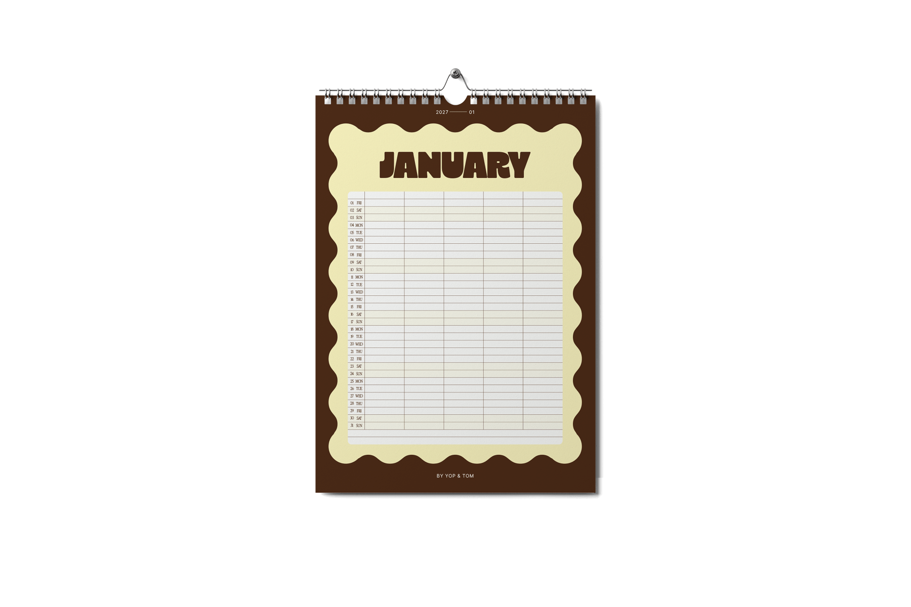 2027 A3 Family Planner Calendar - Bold Year