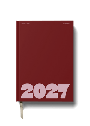2027 A5 Diary - Week-to-View - Bold Year Burgundy & Pink