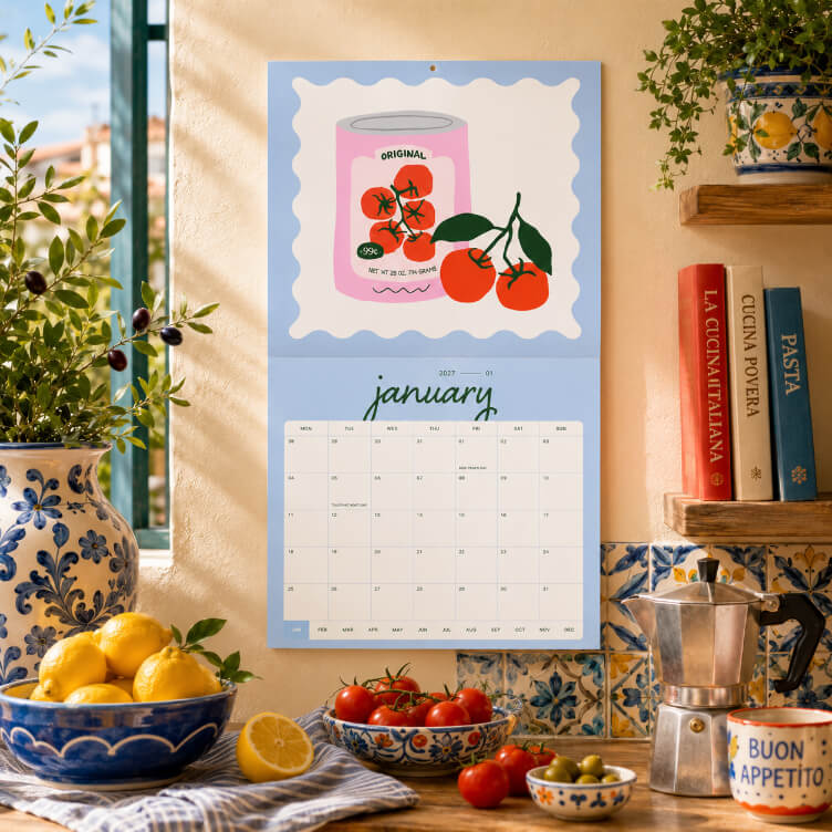 2027 Square Wall Calendar - 30x30cm - Buon Appetito