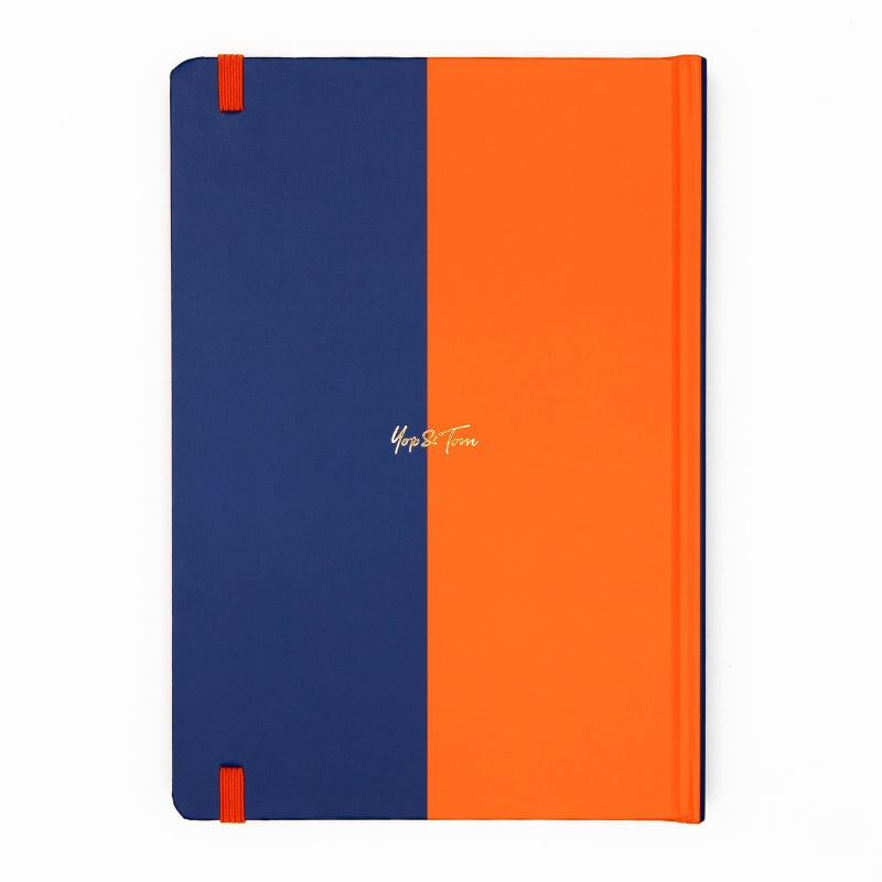 Carnet A5 ligné contrasté bleu marine et orange