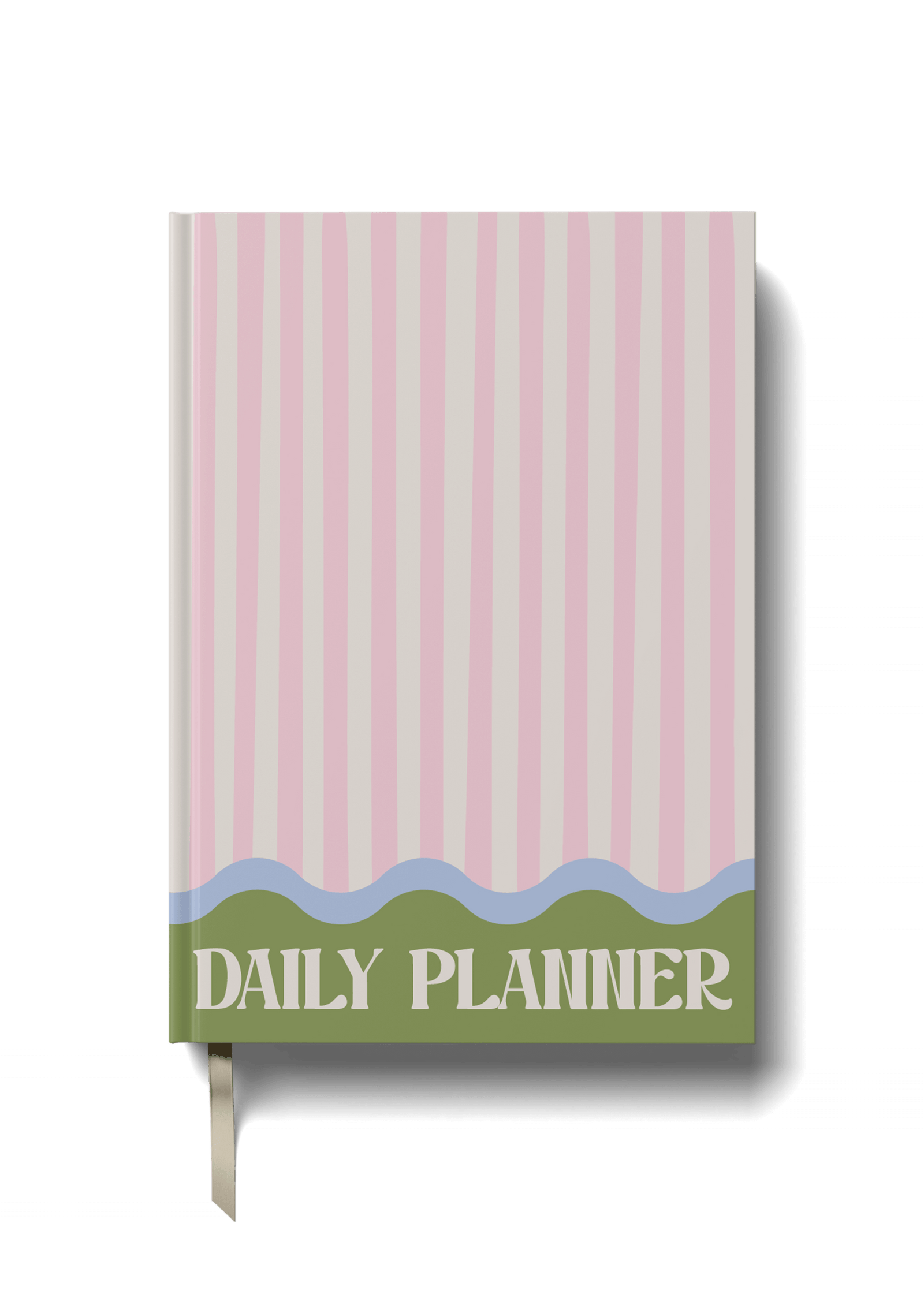 Daily Planner - Pink Stripes A5 planner with colorful striped cover for scheduling and reflection.