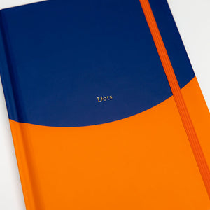 Carnet à pois A5 contrasté bleu marine et orange