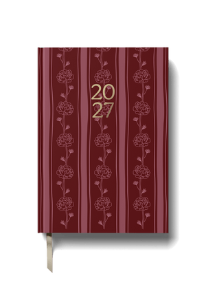 2027 A5 Diary - Week-to-View - Burgundy Flowers