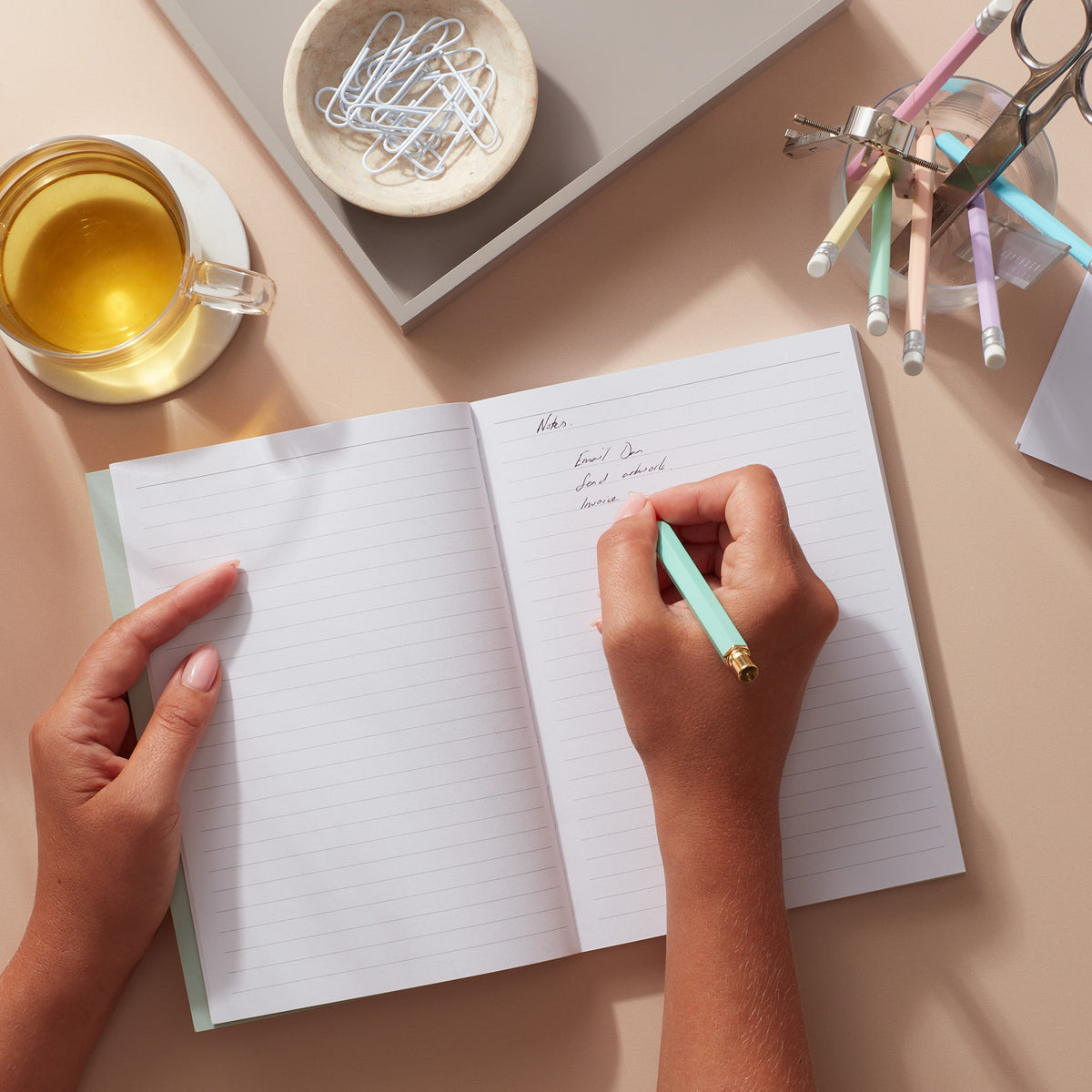 Softcover Lined Notebook - Green Flowers