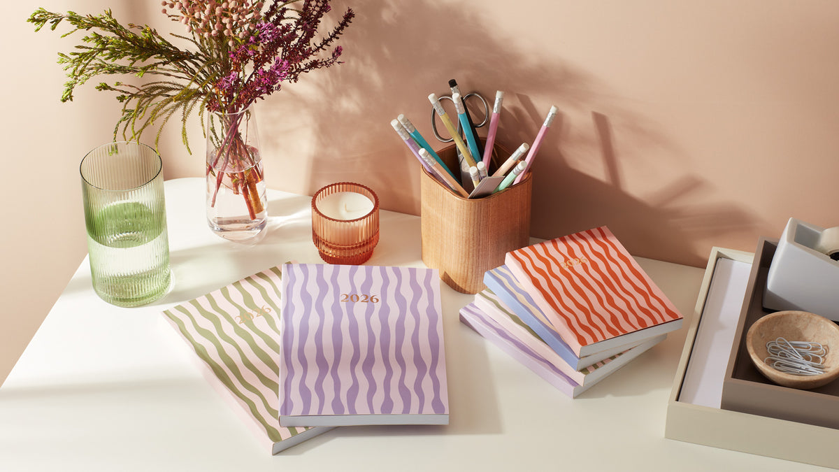 A5 2026 Diary - Week To View - Green Stripes