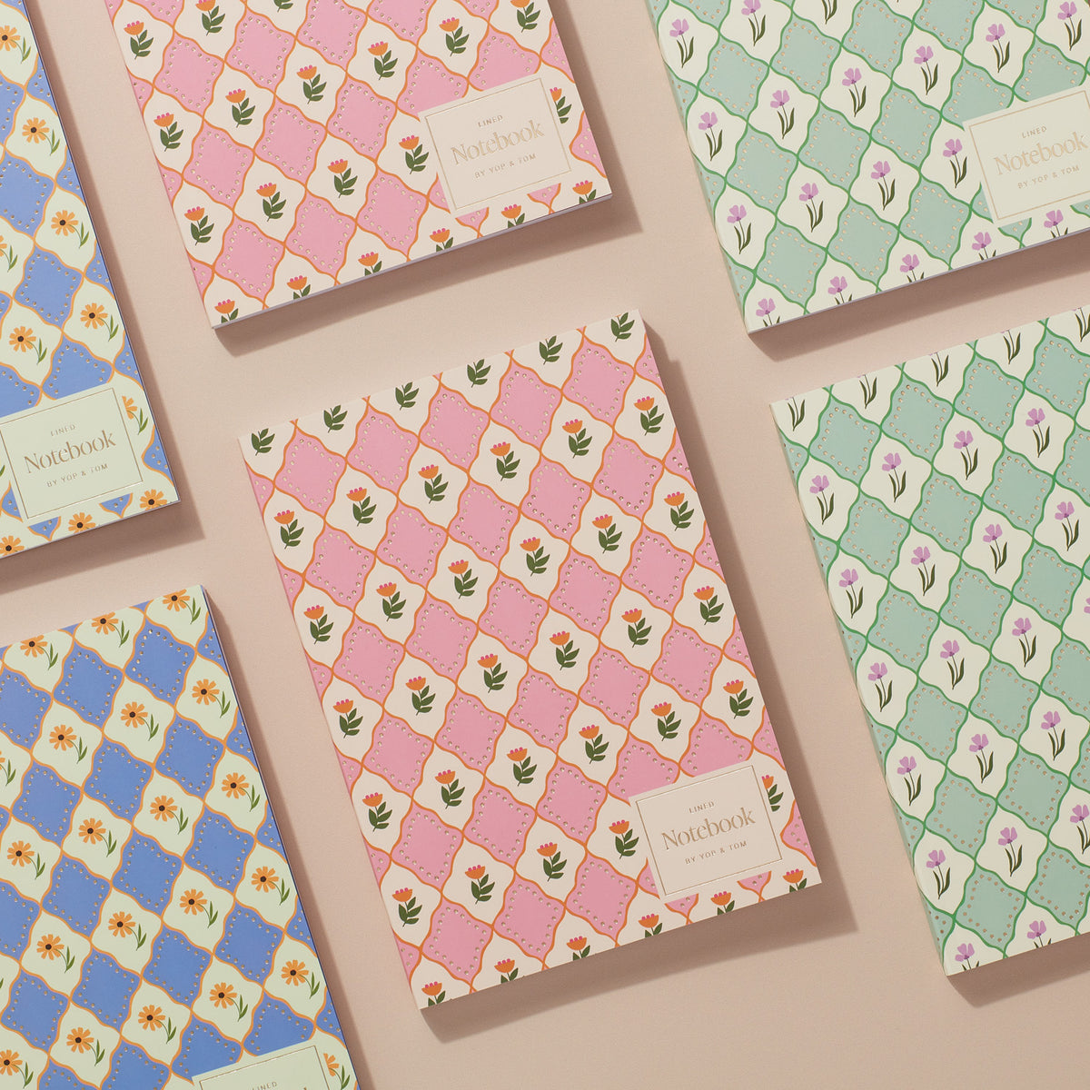 Softcover Lined Notebook - Green Flowers