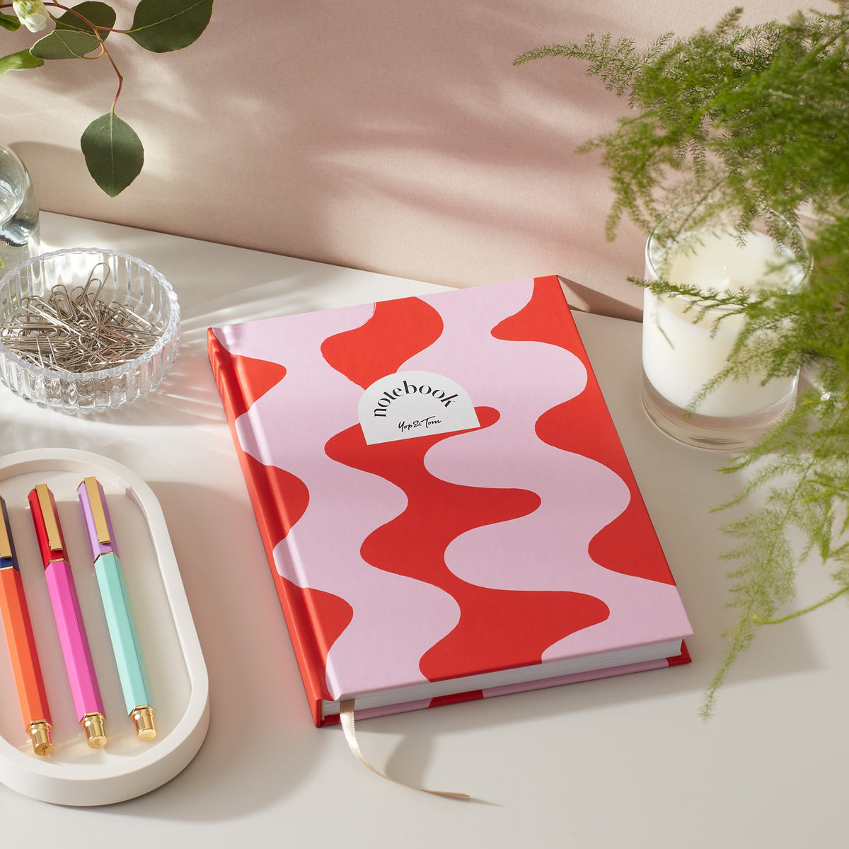 Lined Notebook (A5) - Red Ripple