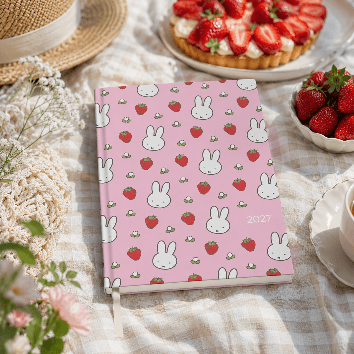 Miffy 2027 A5 Diary - Week-to-View - Pink Strawberries