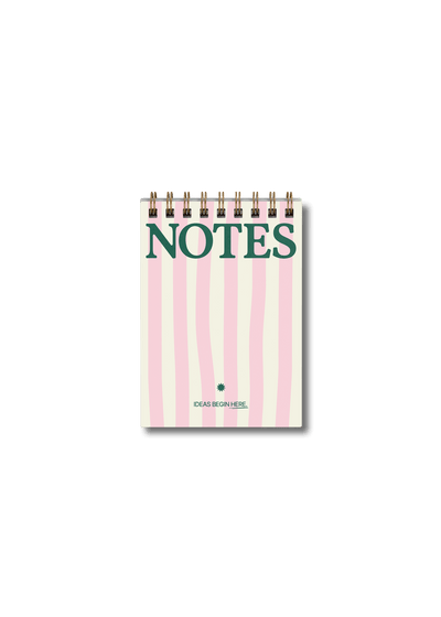 Wirebound Pocket A6 Notepad - Pink Stripes