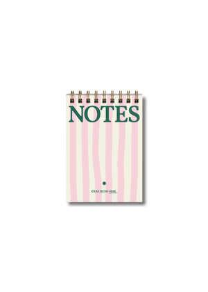 Wirebound Pocket A6 Notepad - Pink Stripes