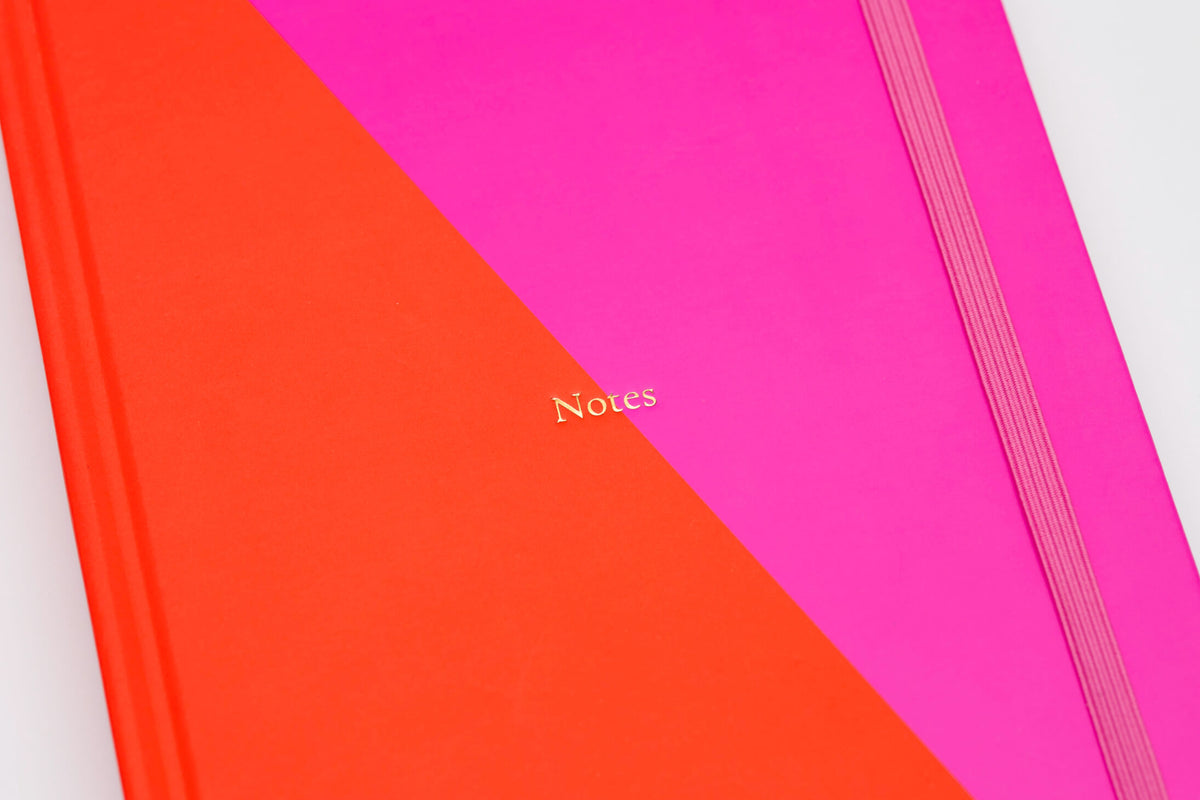 Carnet ligné A5 rouge et rose contrasté