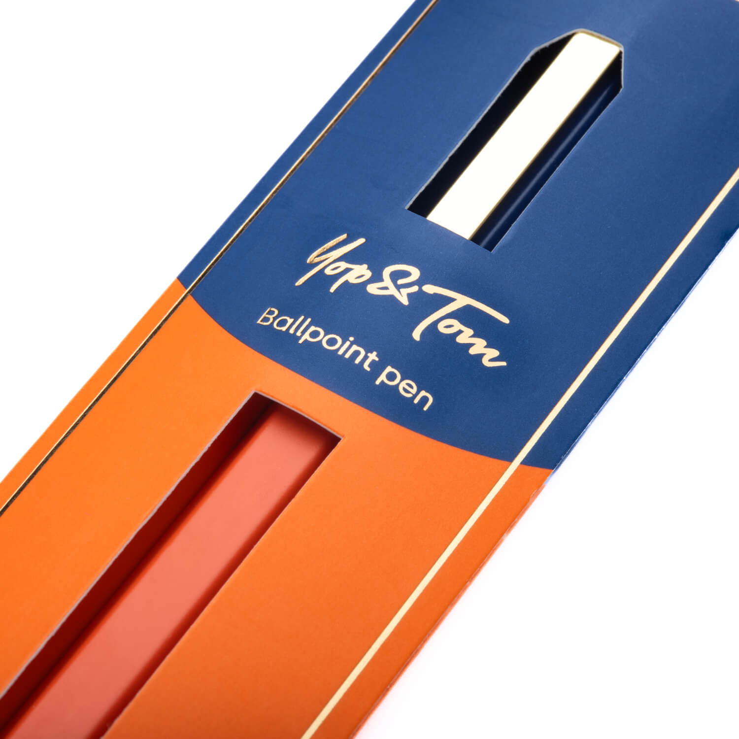 Contrast Ballpoint Pen - Navy & Orange