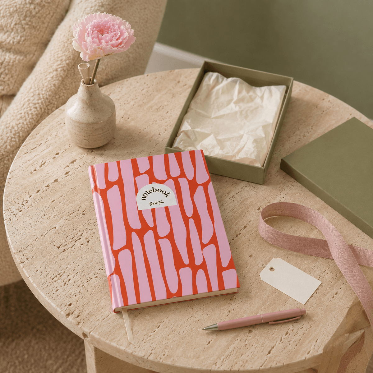 Lined Notebook (A5) - Pink Pebbles