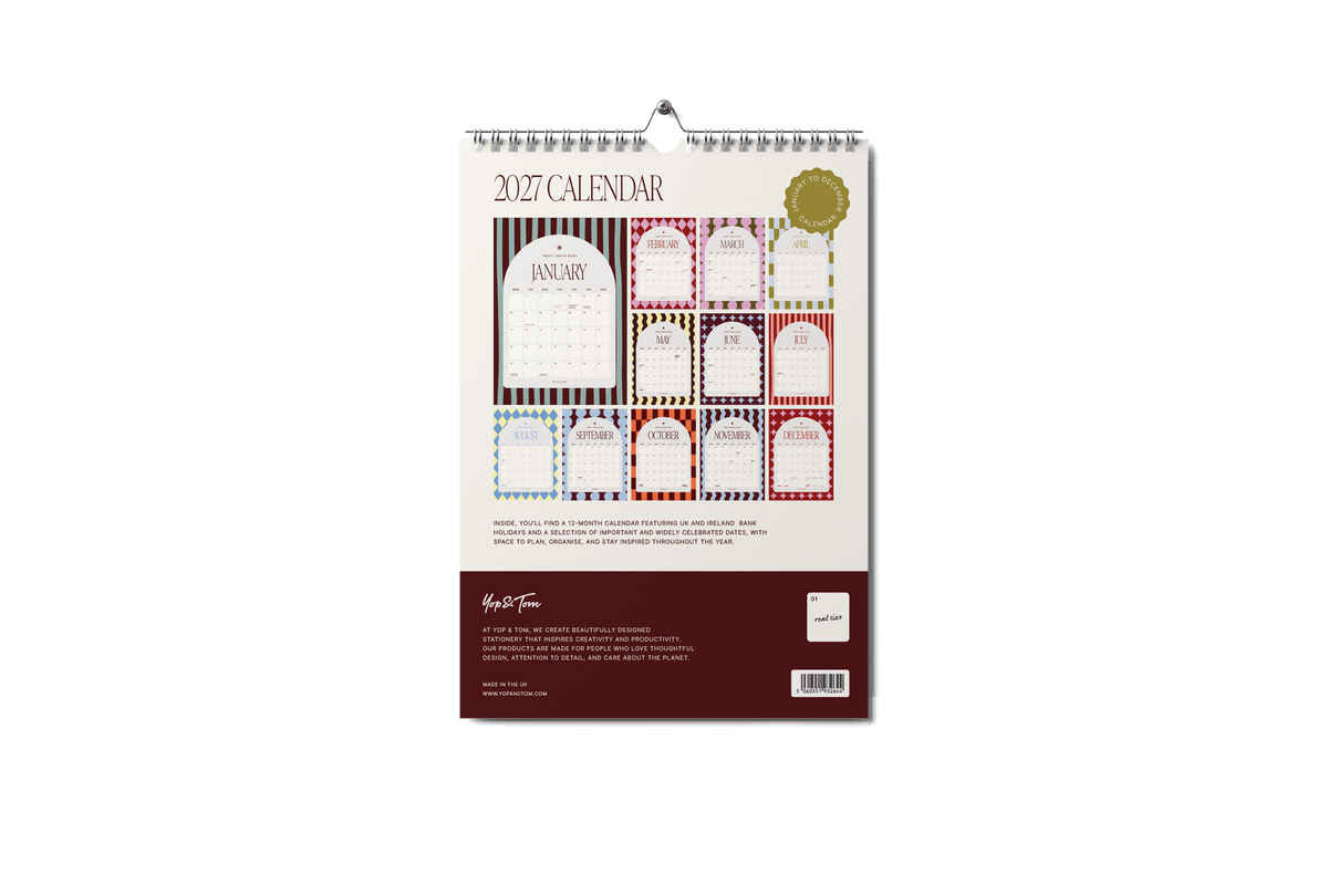 Patterned A3 2027 Wall Calendar