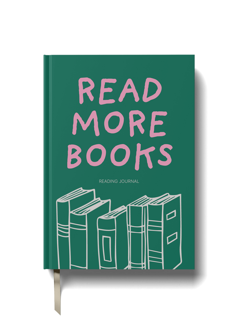 Reading Journal cover featuring the phrase 'Read More Books' with a colorful design and book illustrations.