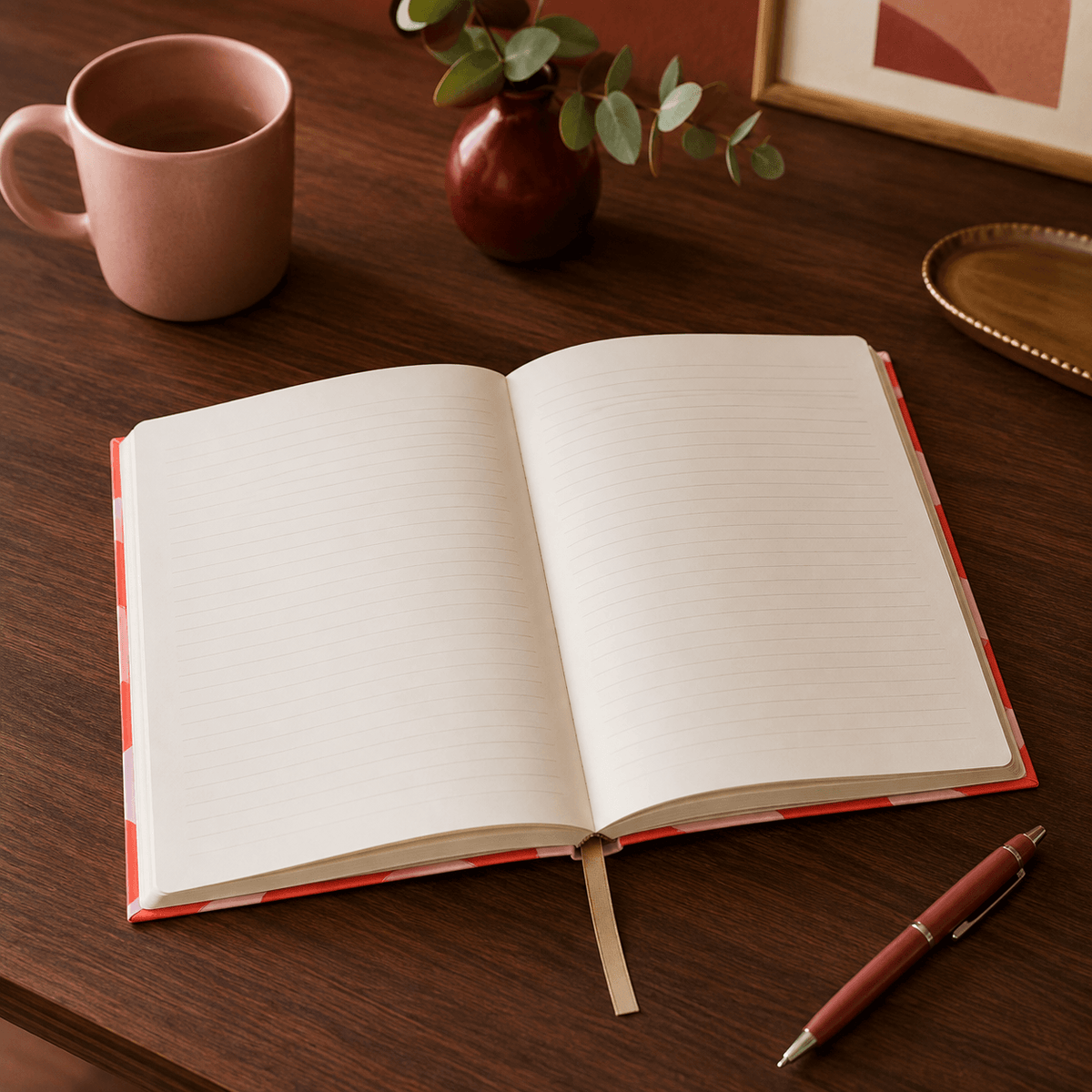 Lined Notebook (A5) - Red Ripple