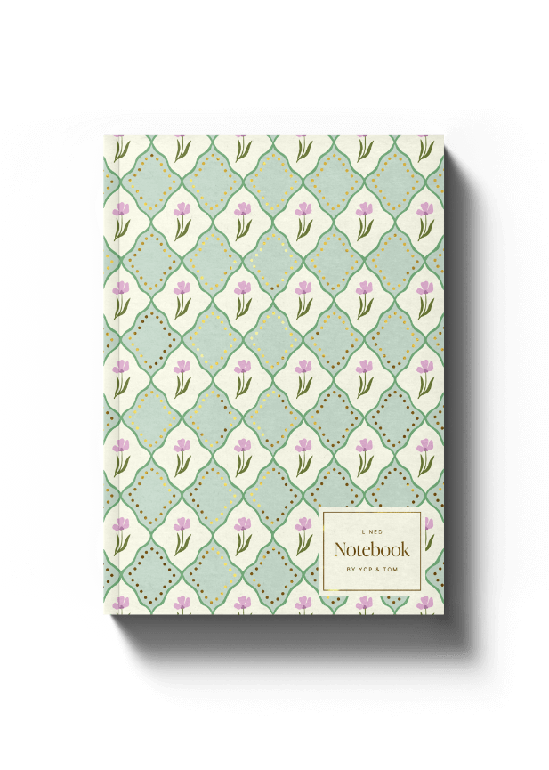 Luxe Pattern Notebook - Green Flowers - A5 Softcover