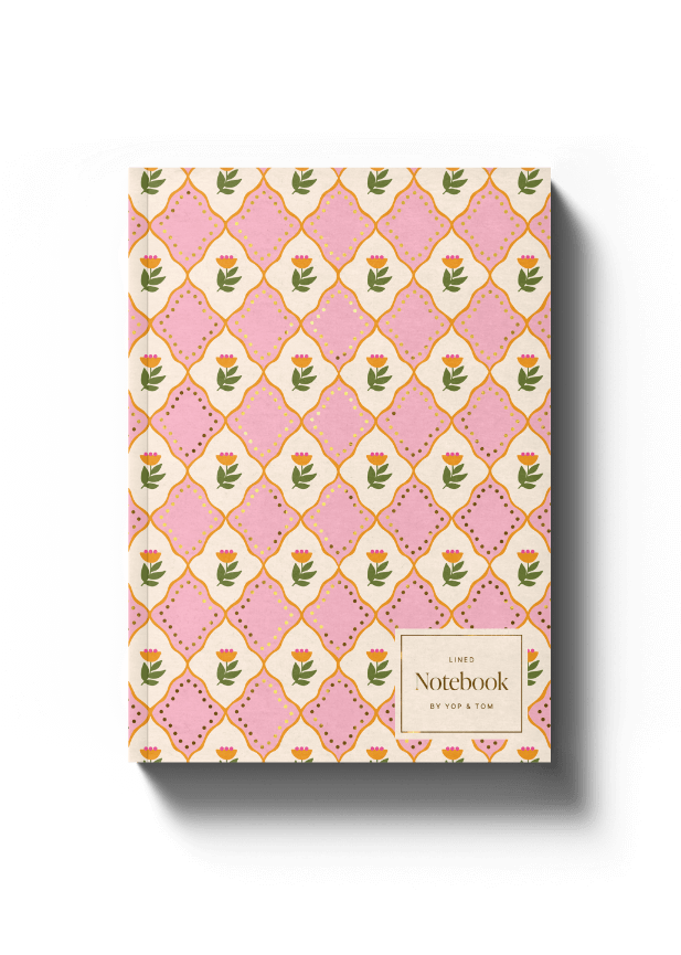Luxe Pattern Notebook - Pink Flowers - A5 Softcover