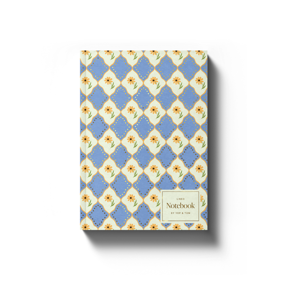 Softcover Lined Notebook - Blue Flowers