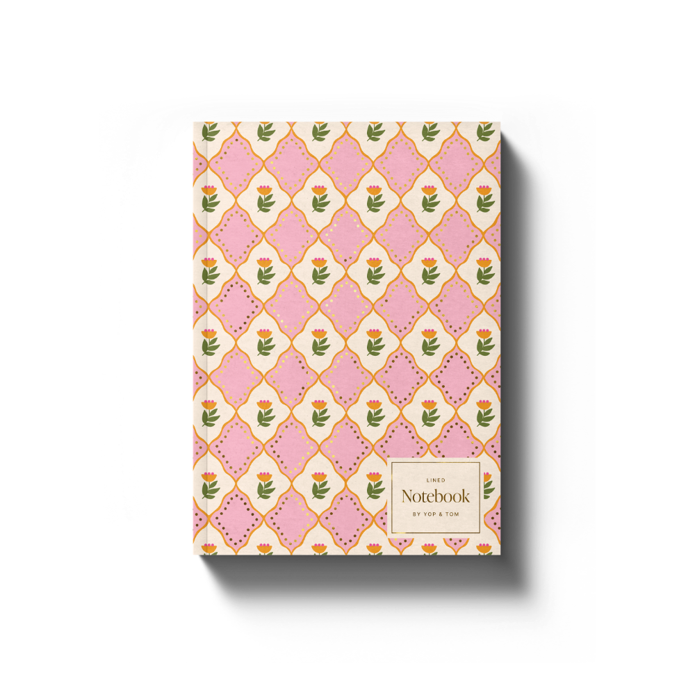 Softcover Lined Notebook - Pink Flowers