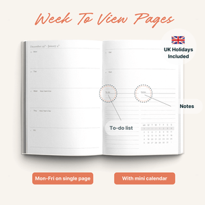 A5 2026 Diary - Week To View - Blue Daisies
