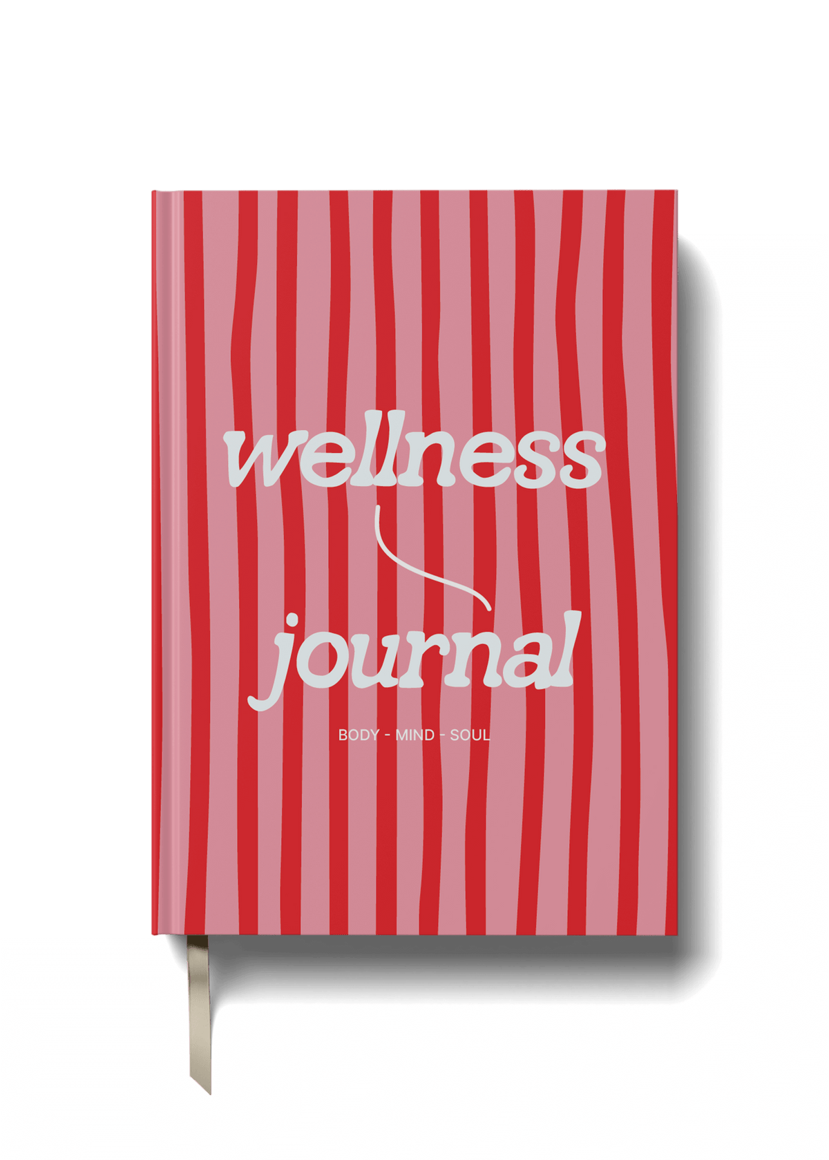 Wellness Journal with pink stripes cover designed for mindfulness and self-care.