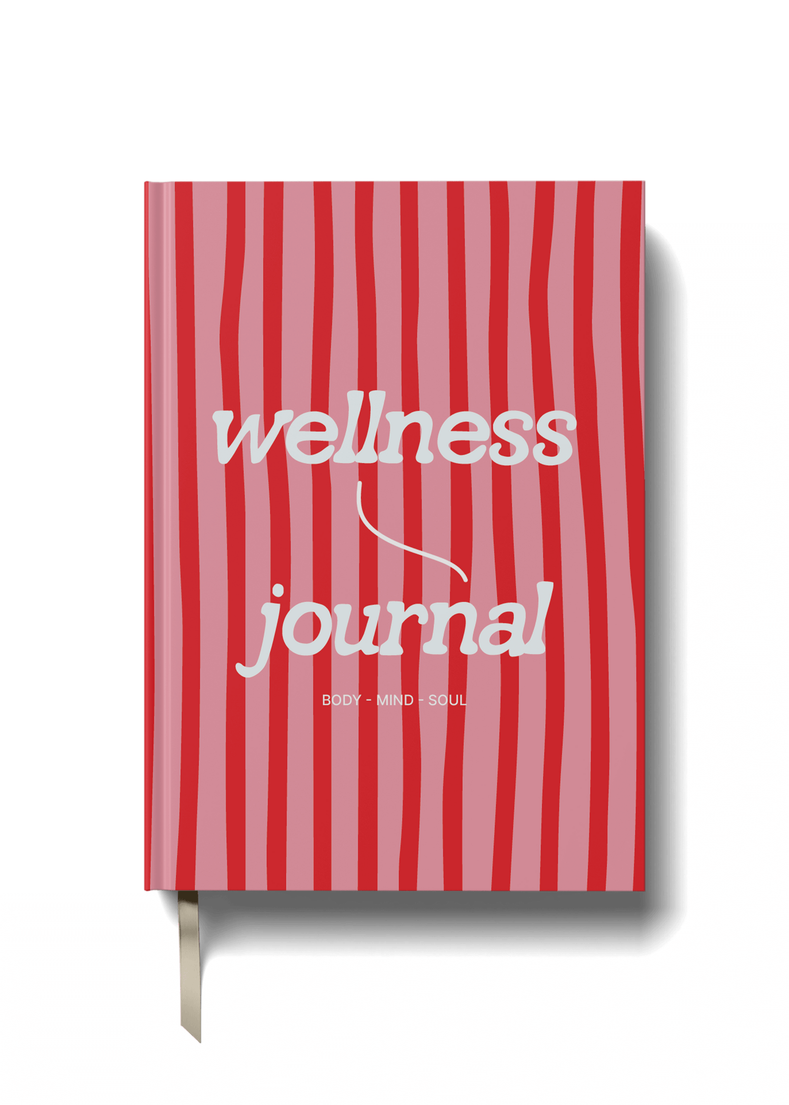 Wellness Journal with pink stripes cover designed for mindfulness and self-care.