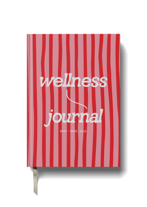 Wellness Journal with pink stripes cover designed for mindfulness and self-care.