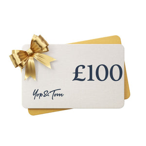 Yop & Tom gift card with gold bow