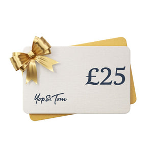 Yop & Tom gift card with gold bow