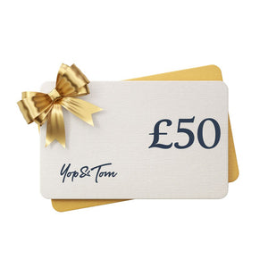 Yop & Tom gift card with gold bow