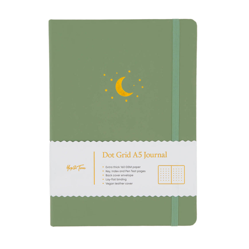 A5 Dot Grid Journal - Moon and Stars