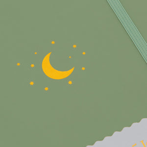Moon and Stars zoom on emblem - sage green